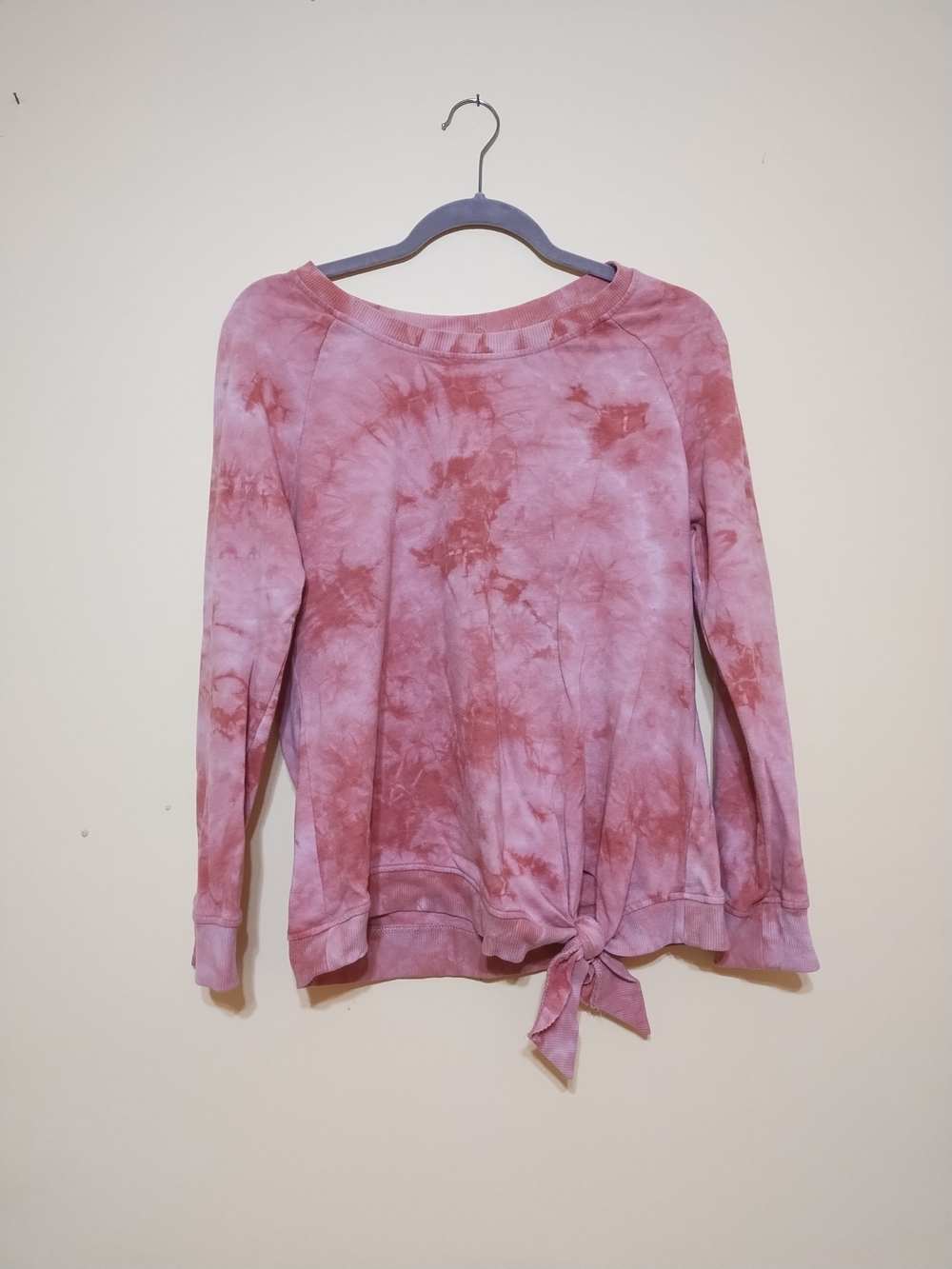 Maurices Pink Tie-Dye Tie-Hem Sweatshirt